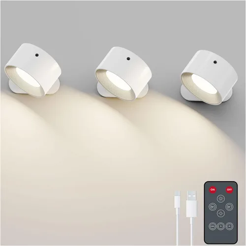 Miniatura 10 de Koopala Apliques LED de pared, lámparas de pared con batería recargable, con 3 brillo, carga extraíble, rotación de 360°, bola magnética, luz