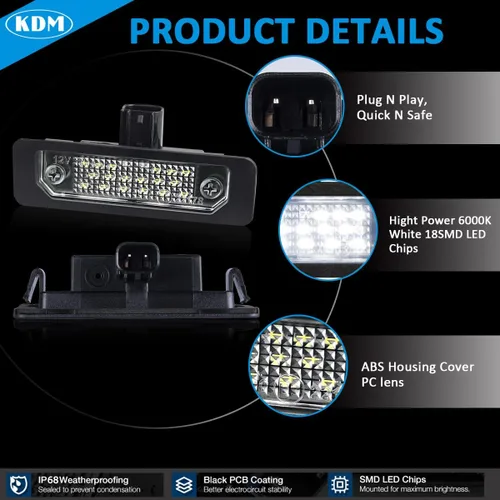 Miniatura 3 de Ensamble de luz para matrícula LED KDM Compatible con Ford Mustang 2010-2014, Fusion 2006-2012, Taurus 2010-2019, Flex Focus Lincoln Mercury