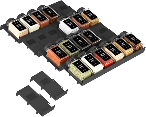 Miniatura 11 de Famhap Organizador de cajones de especias, paquete de 6 organizadores de condimentos ampliables de 11.6 a 23.2 pulgadas, bandeja de condimentos