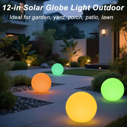Miniatura 6 de Luz solar de bola brillante de 12 pulgadas para exteriores, luz solar de globo de jardín con control remoto, RGB impermeable que cambia