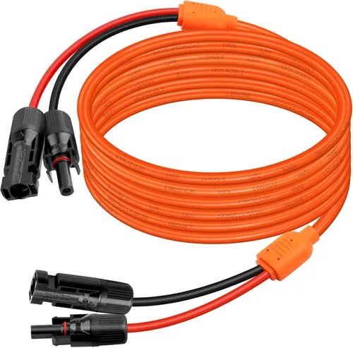 Miniatura 12 de XRDS -RF Cable de extensión solar de 5 pies, cobre estañado de 14AWG con conectores de panel solar, cables de derivación rojo y negro de 10AWG