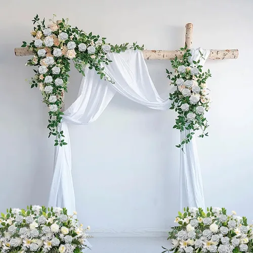 Miniatura 5 de Flores artificiales de rosas, 50 unidades de rosas plateadas a granel con tallo, cabeza de flor falsa de rosa de seda de 3 pulgadas para bodas, Plata