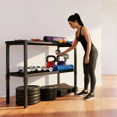 Miniatura 3 de Soporte para mancuernas y pesas rusas, ajustable y resistente para uso comercial, soporte de pesas rusas, estante de almacenamiento de pesas rusas