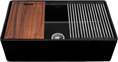 Miniatura 12 de Ruvati RVL2468BK - Fregadero de cocina y lavandería de 23 pulgadas, color negro brillante