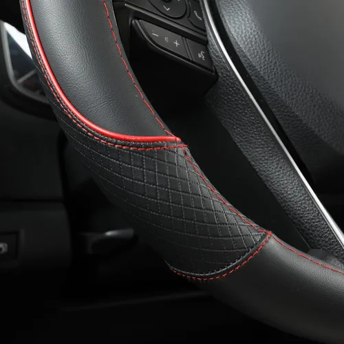 Miniatura 5 de GIANT PANDA Funda para Volante para Toyota, Funda para Volante de Coche para Toyota Highlander 4Runner Tacoma Corolla Camry - Negro+Rojo