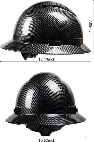 Miniatura 2 de Casco de seguridad OSHA de ala completa, casco de seguridad duradero y ligero de fibra de carbono, equipo de protección de suspensión de trinquete