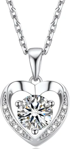 Miniatura 76 de MomentWish Collar de corazón para mujer, moissanita, diamante de imitación, plata de ley 925