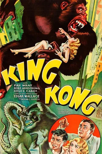 Póster laminado de King Kong 1933 RKO Studio Retro Vintage Classic Movie Posters Hollywood Poster Dry Erase Wall Art 12x18