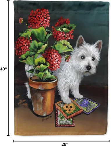 Miniatura 617 de Caroline's Treasures PPP3090GF - Bandera decorativa para jardín de bulldog inglés y otoño, para exteriores, patio, flores, tamaño de jardín