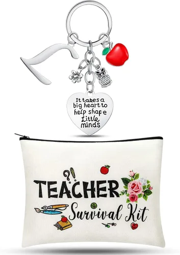 Miniatura 13 de Juego de regalo de agradecimiento al profesor, kit de supervivencia para profesores, llavero con inicial, regalos para profesores de graduación