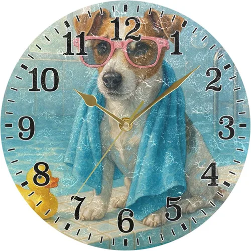 Miniatura 47 de JUNZAN Reloj de bañera con vino romántico espumoso y velas, reloj de pared silencioso de 10 pulgadas, pequeño reloj redondo, decoración de cocina