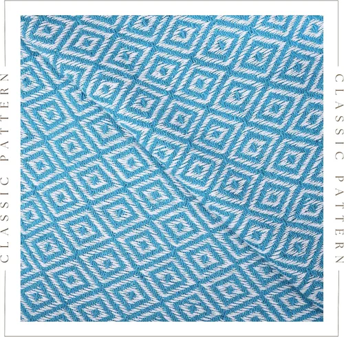 Miniatura 4 de RAJRANG - Manta azul aguamarina con borla bohemia, 50 x 60 pulgadas, súper suave, 100% algodón, cálida manta decorativa para sofá, sillas y sofá