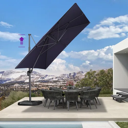 Miniatura 48 de PURPLE LEAF Sombrilla de Patio de 8 Pies para Exteriores Sombrilla Cantilever Cuadrada de Aluminio Sombrilla Offset con Rotación de 360 Grados