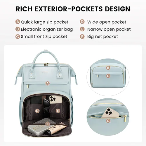 Miniatura 3 de LOVEVOOK - Mochila para laptop para mujer, mochila de moda para mujer.., Rosa Azul, 15,6 pulg., Mochilas de viaje