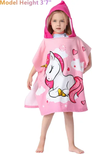 Miniatura 2 de Toalla de playa con capucha de microfibra ligera para niños, niños pequeños, baño / alberca / poncho de natación, encima del traje de baño.