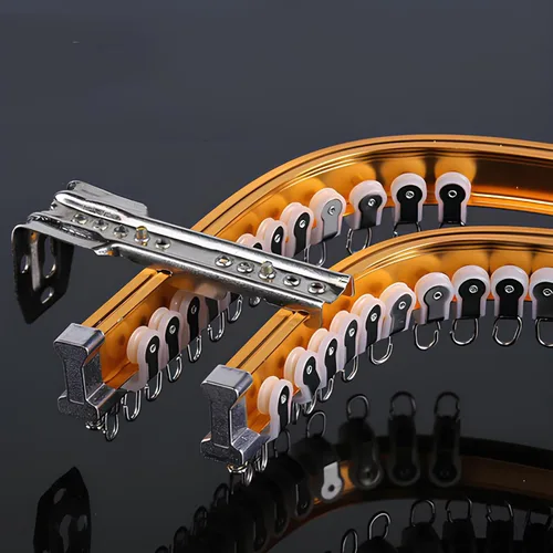 Miniatura 10 de Flexible Double Curtain Track Rail, Bendable Ceiling/Wall Mount System for Bay Windows & RV Room Dividers, Curved Guide Rail in Gold, 70cm/2.2ft