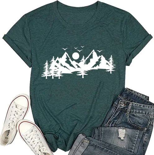 Happy Camp - Camiseta para mujer, senderismo, aventura de montaña, novedad, entrenamiento, divertido, lindo gráfico atlético
