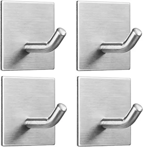 FOMANSH Ganchos adhesivos resistentes, ganchos adhesivos para pegar en la pared, soporte fuerte de acero inoxidable, ganchos autoadhesivos para