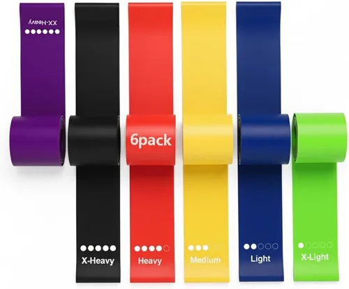 Juego de bandas de resistencia, bandas de ejercicio portátiles de 6 niveles para entrenamiento de fuerza, estiramiento, fitness para interiores y