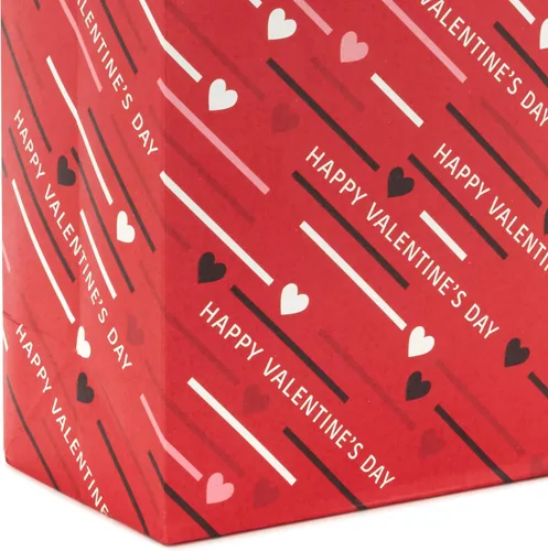 Miniatura 7 de Hallmark Bolsas medianas de regalo para el día de San Valentín de 8.8 pulgadas con papel de seda (corazones diagonales y rayas, paquete de 3)