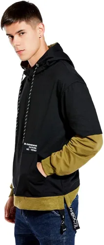 Miniatura 3 de GURUNVANI Sudadera con capucha de color de contraste para hombre