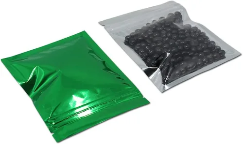 Miniatura 7 de FERENLI 100 unidades Bolsa de almacenamiento de alimentos Mylar con cierre de cremallera, bolsa de aluminio mate hermética con ventana frontal