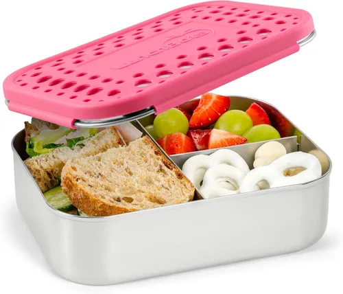Miniatura 11 de LunchBots Contenedor Mediano Cuádruple para Aperitivos - Contenedor de Alimentos Dividido de Acero Inoxidable - Cuatro Secciones para Comida