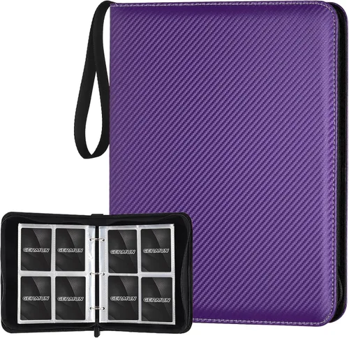 Miniatura 27 de GERMUN Carpeta de 4 bolsillos para tarjetas, carpeta de tarjetas de intercambio con cremallera premium, carpeta de colección de tarjetas de 400 4