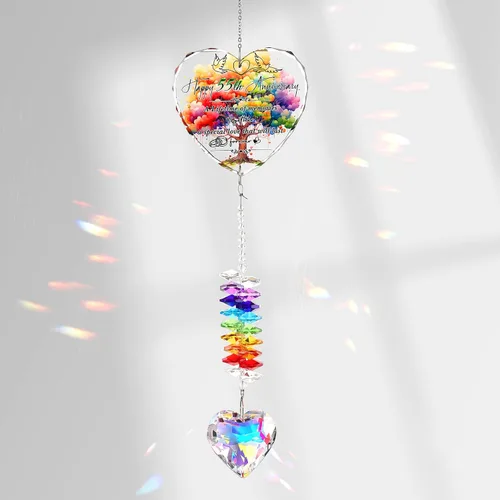 Miniatura 15 de Atrapasoles de 15 aniversario para parejas, esposa, marido, 15 años de matrimonio, decoración colgante de cristal, corazón, arco iris, recuerdo