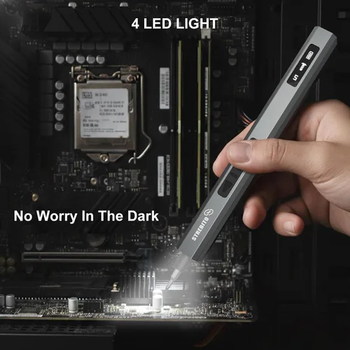 Miniatura 9 de STREBITO Juego de destornilladores eléctricos 155 en 1, destornillador eléctrico pequeño inalámbrico con 140 puntas magnéticas S2, kit de Gris