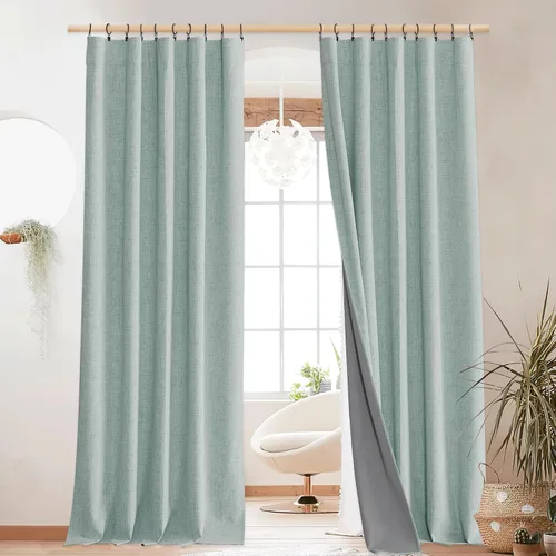 Miniatura 40 de NICETOWN Cortinas 100% opacas de 63 pulgadas de largo, 2 paneles de cortinas cortas con aislamiento térmico con forro para dormitorio, cortinas