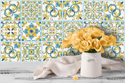 Miniatura 7 de IRI-GIRI Adhesivos para azulejos de loseta en muro Calcomanías de pared de vinilo impermeables de 4 x 4 pulgadas para cocina y baño Azulejos