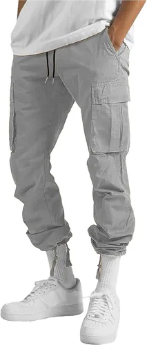 Miniatura 3 de HUNGSON Pantalones cargo casuales para hombre, pantalones de senderismo, pantalones atléticos, de algodón, holgados, rectos, para hombre
