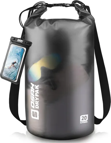 Miniatura 57 de Bolsa seca impermeable, 5L/10L/20L/30L/40L Mochila de almacenamiento ligera con funda para teléfono para mujeres y hombres, saco impermeable Gris