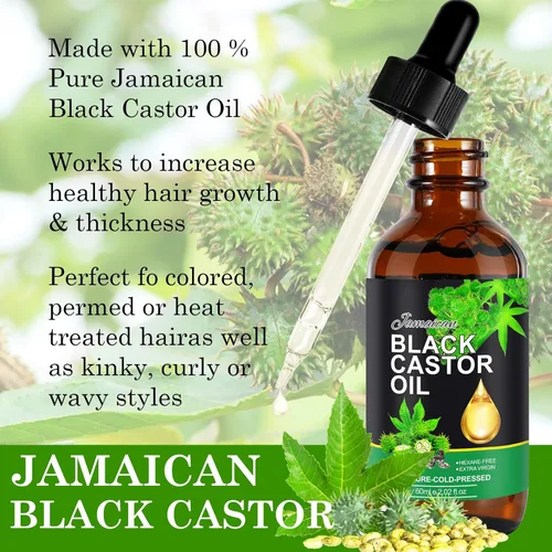 Miniatura 6 de Aceite de ricino negro jamaicano, aceite de ricino orgánico prensado en frío sin refinar, aceite de ricino natural puro para el crecimiento