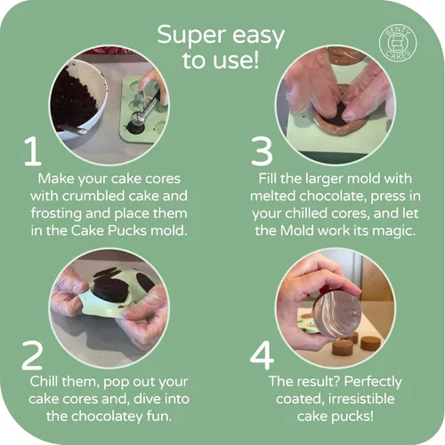 Miniatura 5 de Benty Cakes – El juego original de moldes CakePuck – ¡Mejor que un Cake Pop! Haz postres cubiertos de chocolate – Silicona libre de BPA – Incluye 1
