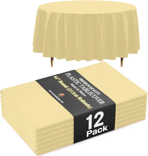Miniatura 9 de Exquisite 66% Thicker Premium Aqua Round Tablecloth 0.5 Mil 6 Pack Plastic Table Cloth Disposable 84 Inch Round Plastic Tablecloth Won't Tear Easily