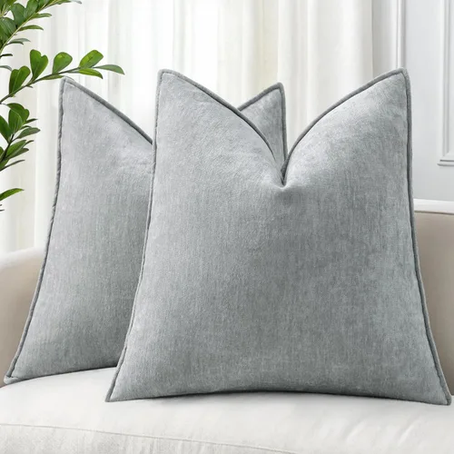 Miniatura 28 de decorUhome - Fundas de Cojín para Sofá 16x16 pulgadas Set de 2, Decorativas Suaves Euro Neutras de Felpilla con Diseño Elegante, Aqua Haze