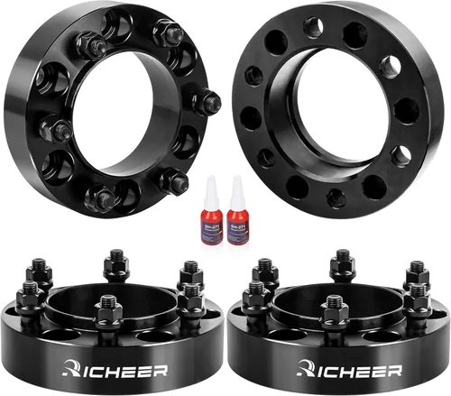 Richeer Espaciador de rueda de 1.5 pulgadas, 6 x 5.5 para Tacoma 1995-2023 con tuercas extensibles, 4 espaciadores de rueda centrados en cubo de