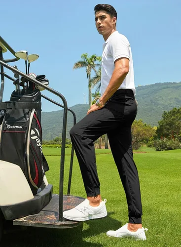 Miniatura 5 de JMIERR Pantalones de golf para hombre Pantalones deportivos elásticos casuales ajustados para senderismo, viajes, trabajo, pantalones de vestir