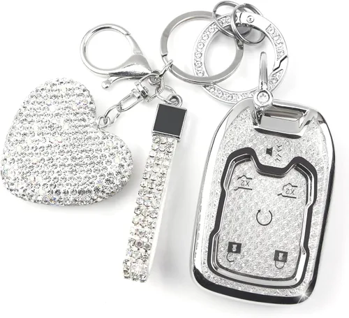 Miniatura 9 de Funda para Llavero con Llavero de Diamante Compatible con Chevy GMC Yukon/Yukon XL Portallaves de Coche Compatible con Chevrolet Terrain Acadia