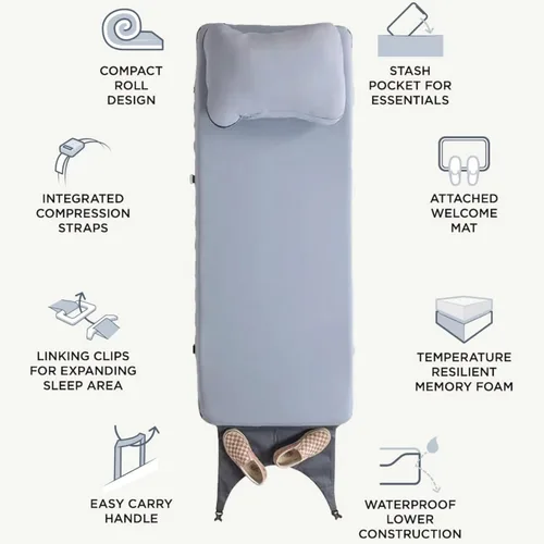 Miniatura 3 de HEST Foamy Camping Mattress Pad - Memory Foam Portable Roll Up Sleeping Cot Mattress for All Adventures - Dual Layer Comfort & Support - No Pump