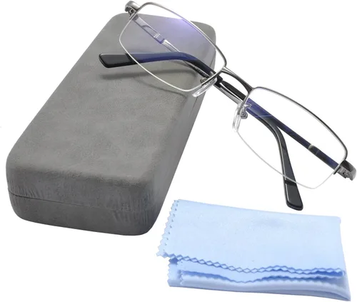 Miniatura 12 de Gafas de bloqueo de luz azul para computadora para hombres y mujeres, gafas de juego de computadora, marco metálico a medio armazón, lente