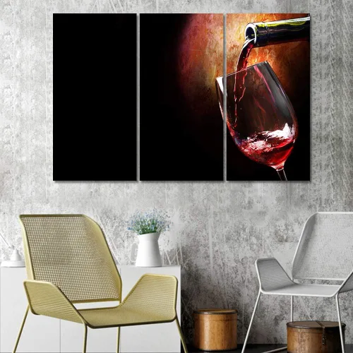 Miniatura 23 de Obra de arte para paredes del hogar, 3 paneles de letras de vino tinto, pinturas de corcho, impresiones HD, arte de pared de corcho de vino sobre