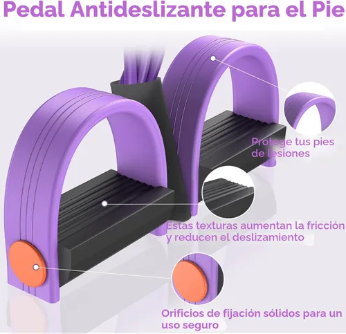 Miniatura 4 de Bandas de resistencia con asas, banda de resistencia elástica de pedal de pie de 6 tubos, tirador de tobillo de goma natural para abdominales, banda