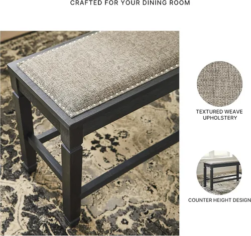 Miniatura 5 de Signature Design by Ashley Tyler Creek Urban Farmhouse - Banco de comedor tapizado con altura de mostrador, casi negro