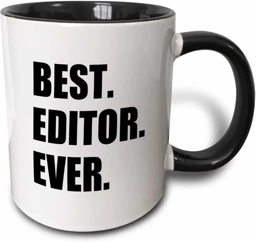3dRose mug_179777_4 Best Editor Ever - divertido regalo de orgullo de trabajo para el mejor trabajo de edición del mundo, taza negra de dos tonos,