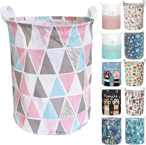 Miniatura 11 de Merdes - Cesta plegable impermeable de 19.7 pulgadas, cesta de ropa sucia, organizador de almacenamiento de lino para colección de juguetes