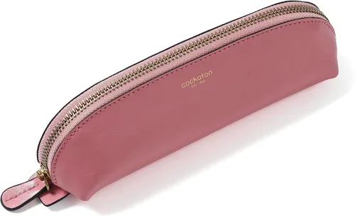 Miniatura 8 de Cockatoo Estuche para lápices de piel auténtica, soporte para accesorios, bolsa de papelería, estuche con cremallera para el trabajo y la oficina