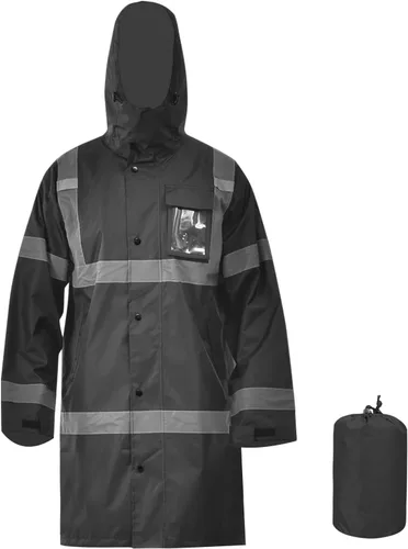 A-SAFETY Chaqueta de lluvia de alta visibilidad, gabardina y chaqueta de lluvia de seguridad RIVER OTTER Petos de lluvia ANSI Clase 3 Negro